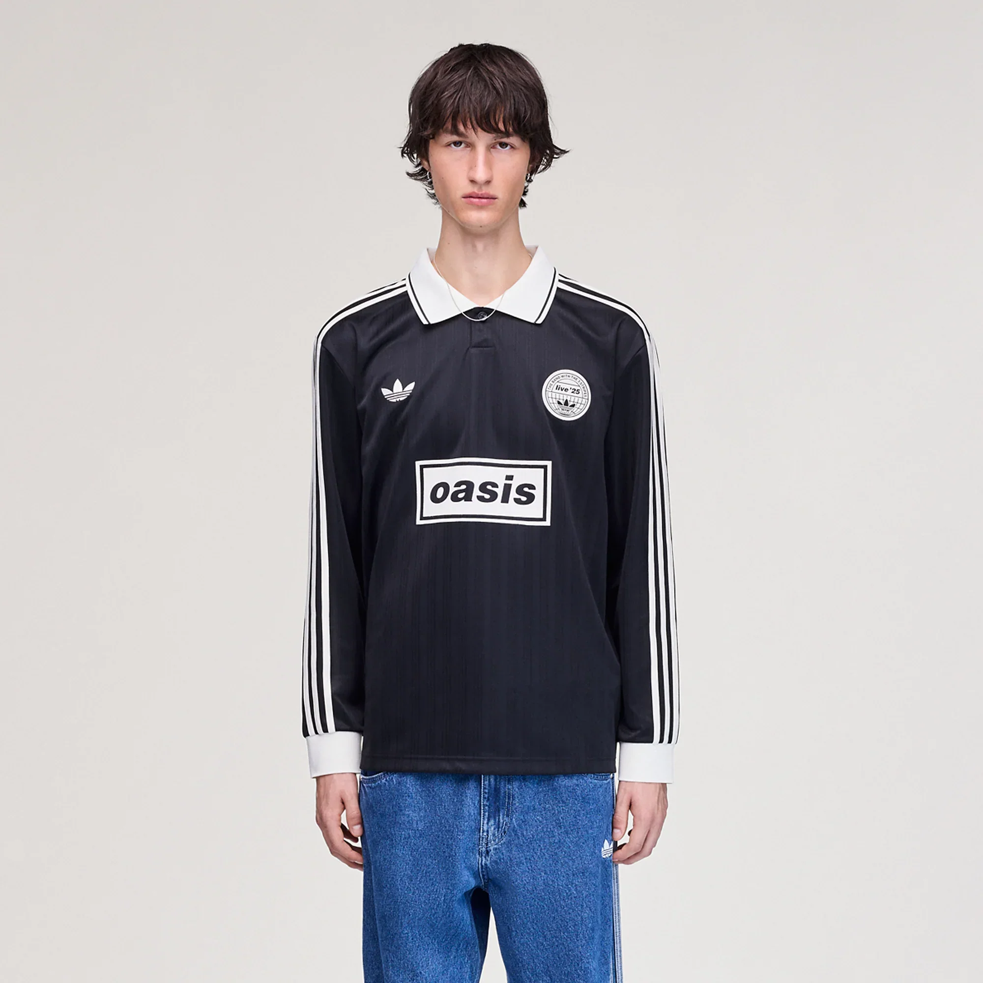 Live '25 adidas Long Sleeve Football Shirt Black/Cream White - Image 3